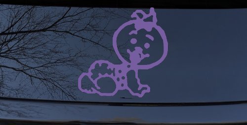 Baby Girl Crawling Car or Truck Window Decal Sticker (Purple)