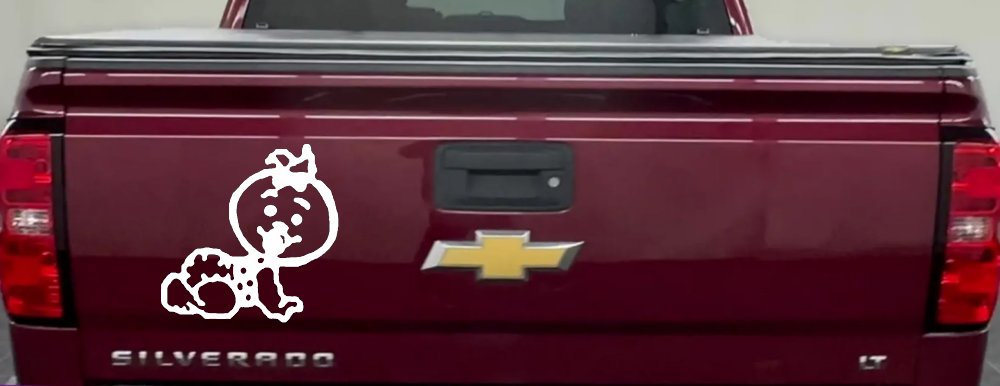 Baby Girl Crawling Car or Truck Window Decal Sticker (White)