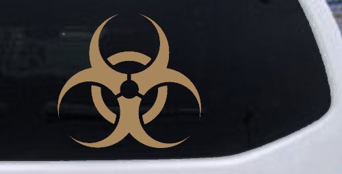 Bio Hazard Warning Car or Truck Window Decal Sticker (Light Brown)