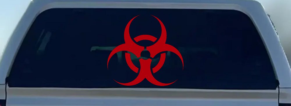 Bio Hazard Warning Car or Truck Window Decal Sticker (Red)