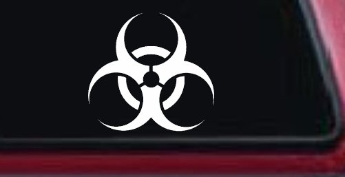 Bio Hazard Warning Car or Truck Window Decal Sticker (White)