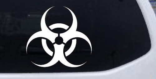 Bio Hazard Warning Car or Truck Window Decal Sticker (White)