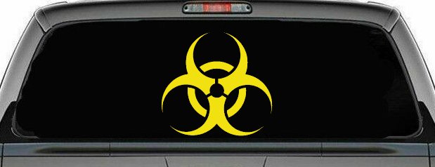 Bio Hazard Warning Car or Truck Window Decal Sticker (Yellow)