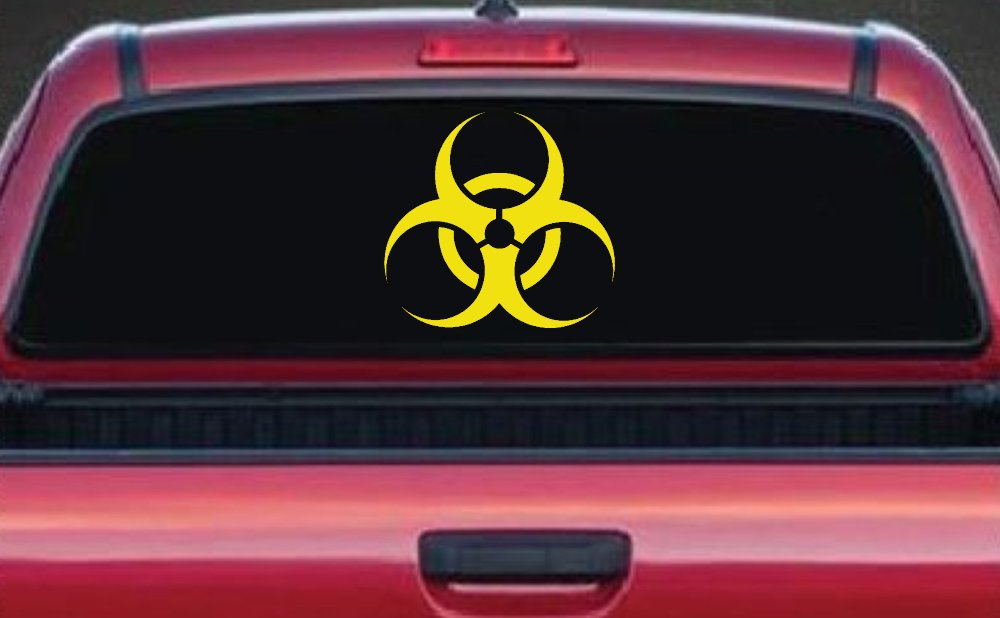 Bio Hazard Warning Car or Truck Window Decal Sticker (Yellow)