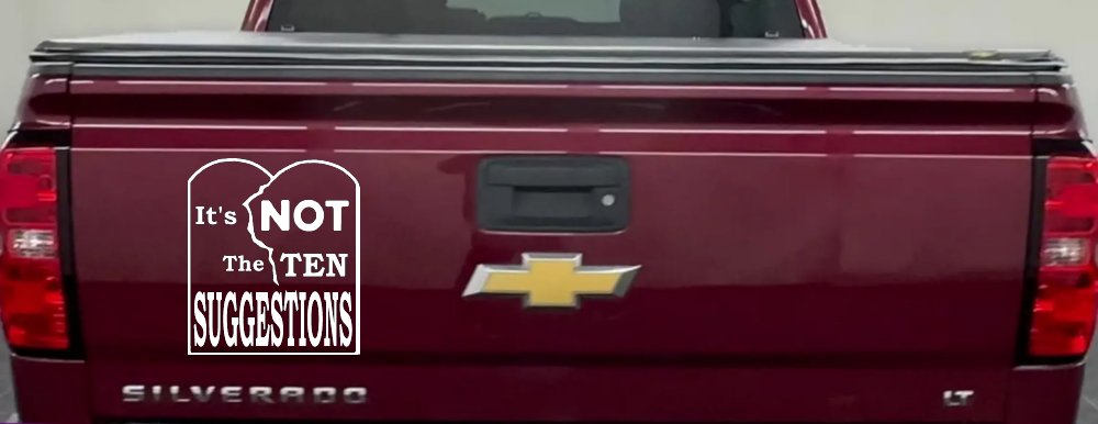 It's Not The 10 Suggestions Ten Commandments Christian Car or Truck Window Decal Sticker