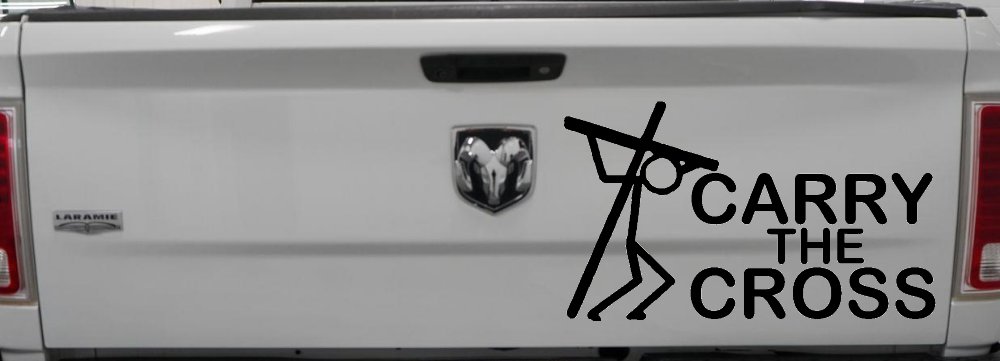 Carry The Cross Christian Car or Truck Window Decal Sticker (Black)