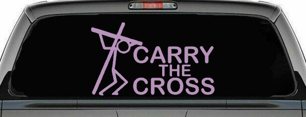Carry The Cross Christian Car or Truck Window Decal Sticker (Lilac)