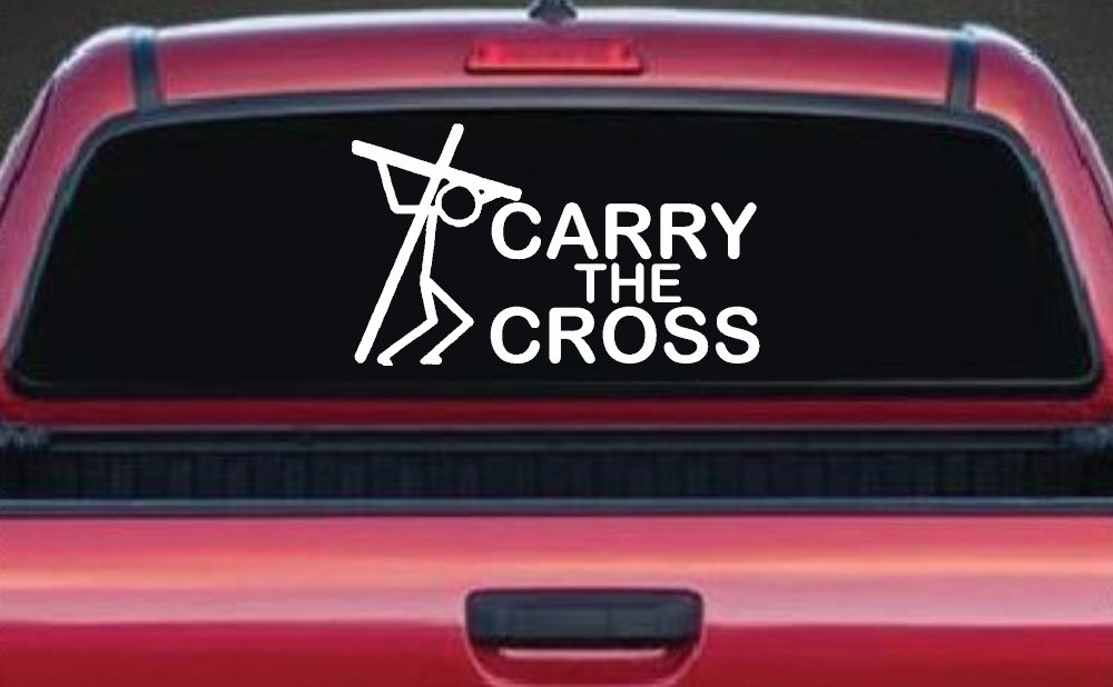 Christian Cross Car Decal Sticker Faith Window Vinyl for Trucks (White)