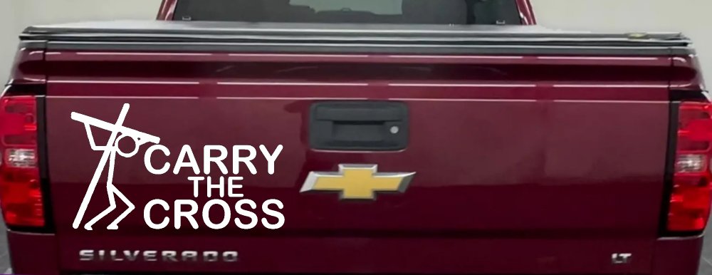 Carry The Cross Christian Car or Truck Window Decal Sticker (White)