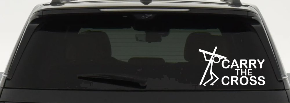 Carry The Cross Christian Car or Truck Window Decal Sticker (White)
