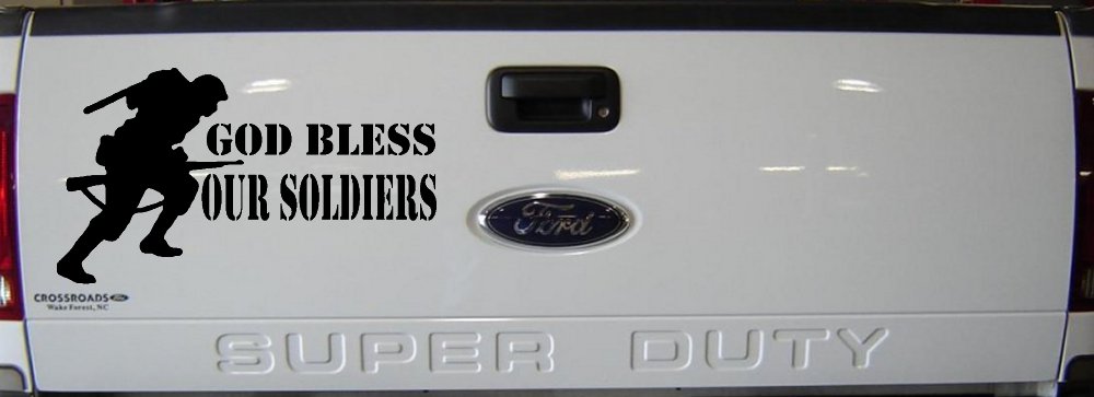 God Bless Our Soldiers Military Car Truck Window Vinyl Decal Sticker (Black)