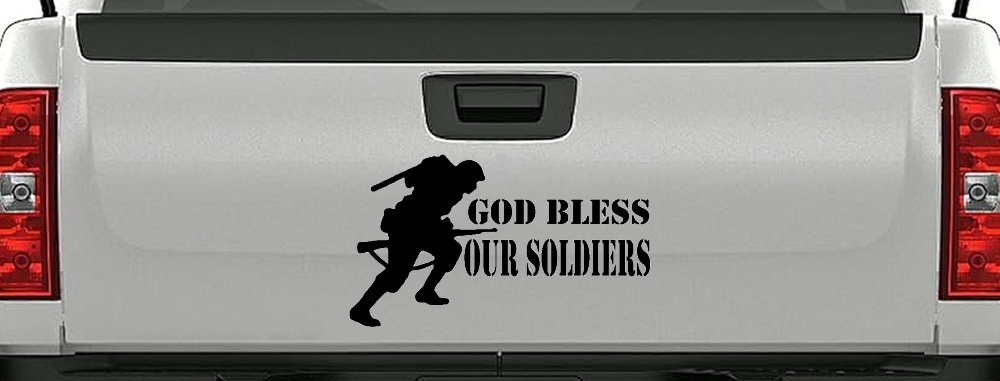 God Bless Our Soldiers Military Car or Truck Window Decal Sticker (Black)