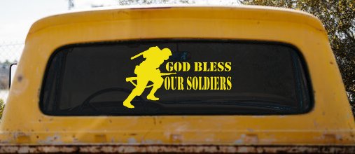 God Bless Our Soldiers Military Car or Truck Window Decal Sticker