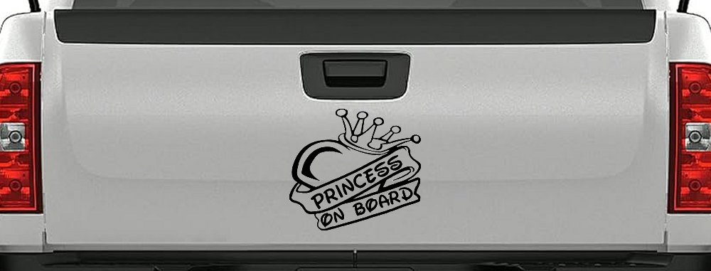 Princess On Board with Heart and Crown Car or Truck Window Decal Sticker