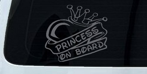 Princess On Board with Heart and Crown Car or Truck Window Decal Sticker