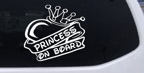 Princess On Board with Heart and Crown Car or Truck Window Decal Sticker