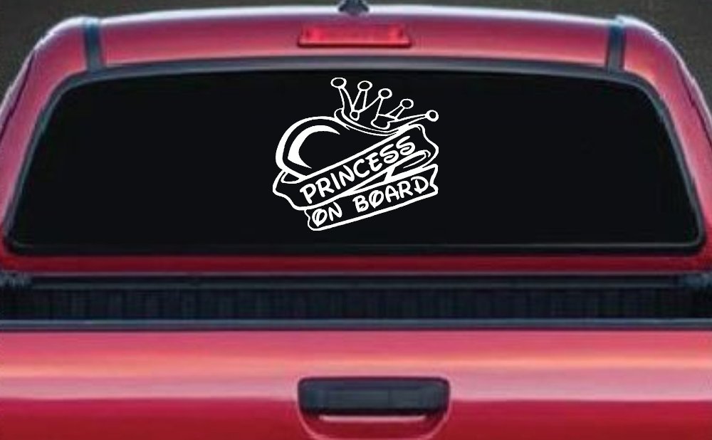 Princess On Board with Heart and Crown Car or Truck Window Decal Sticker