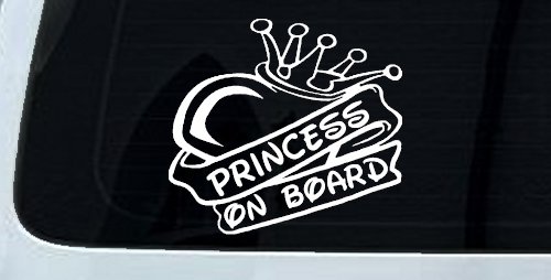 Princess On Board with Heart and Crown Car or Truck Window Decal Sticker