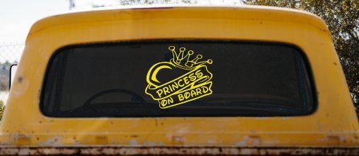 Princess On Board with Heart and Crown Car or Truck Window Decal Sticker