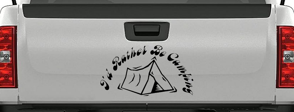 I'd Rather Be Camping Car or Truck Window Decal Sticker (Black)