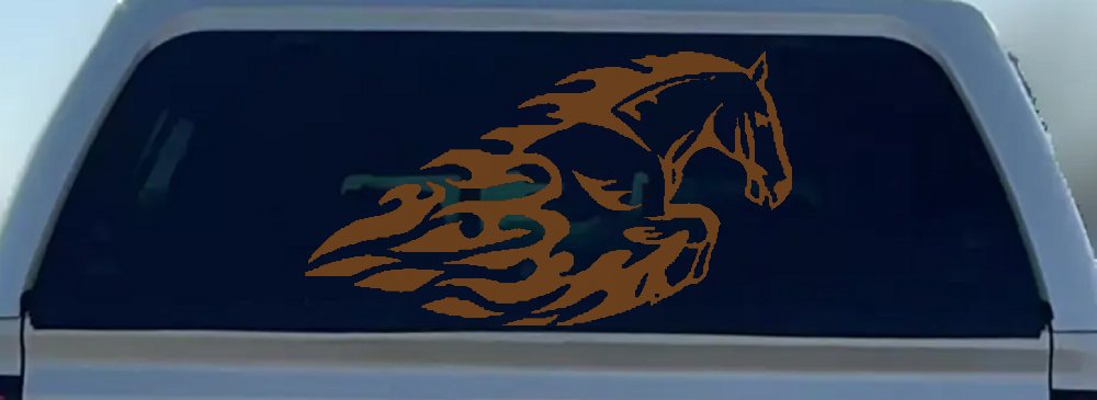 Flaming Horse Biker Car or Truck Window Decal Sticker (Copper)