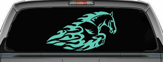 Flaming Horse Biker Car or Truck Window Decal Sticker