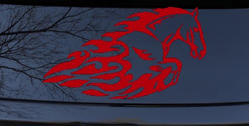 Flaming Horse Biker Car or Truck Window Decal Sticker (Red)