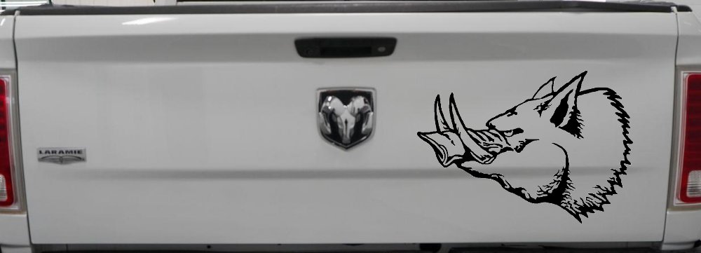 Wild Boar Hog Hunting Car or Truck Window Decal Sticker (Black)
