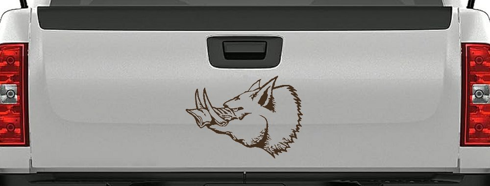 Wild Boar Hog Hunting Car or Truck Window Decal Sticker (Brown)