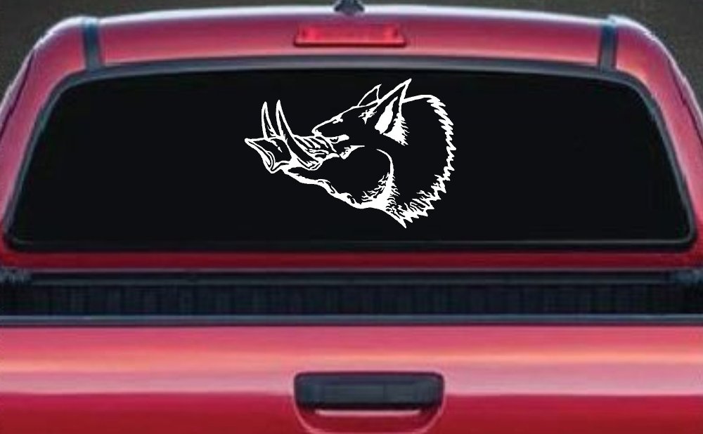 Wild Boar Hog Hunting Car or Truck Window Decal Sticker (White)