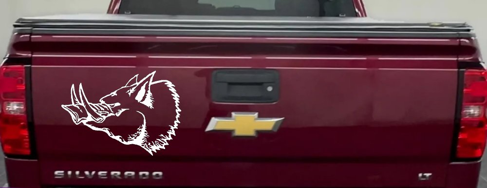 Wild Boar Hog Hunting Car or Truck Window Decal Sticker (White)