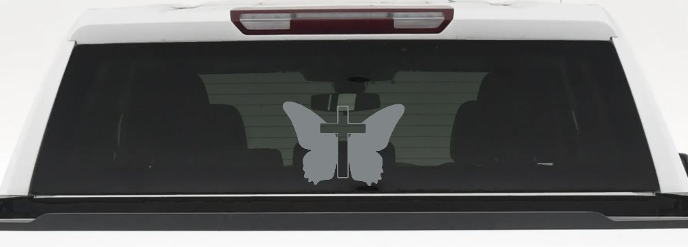 Butterfly With Cross Christian Car or Truck Window Decal Sticker