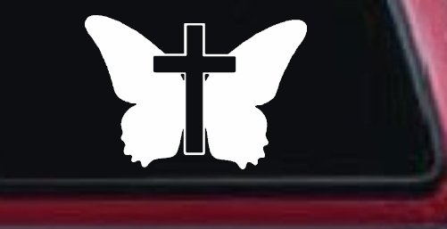 Butterfly With Cross Christian Car or Truck Window Decal Sticker