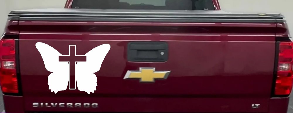 Butterfly With Cross Christian Car or Truck Window Decal Sticker