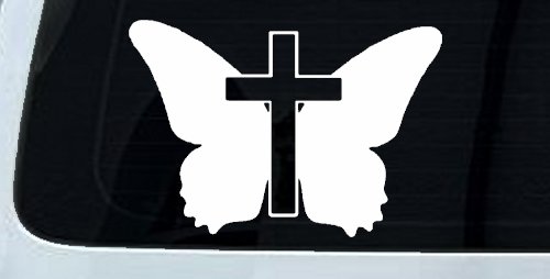 Butterfly With Cross Christian Car or Truck Window Decal Sticker
