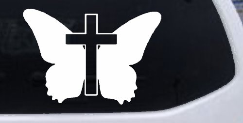Butterfly With Cross Christian Car or Truck Window Decal Sticker