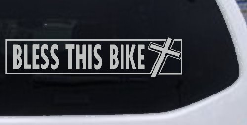 Bless This Bike Christian Biker Car or Truck Window Decal Sticker