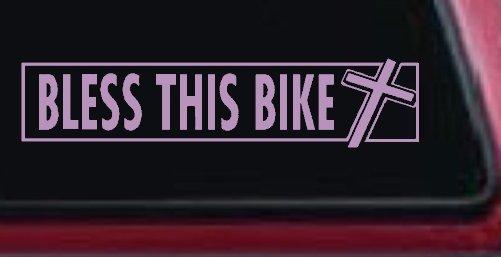 Bless This Bike Christian Biker Car or Truck Window Decal Sticker (Lilac)