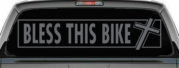 Bless This Bike Christian Biker Car or Truck Window Decal Sticker