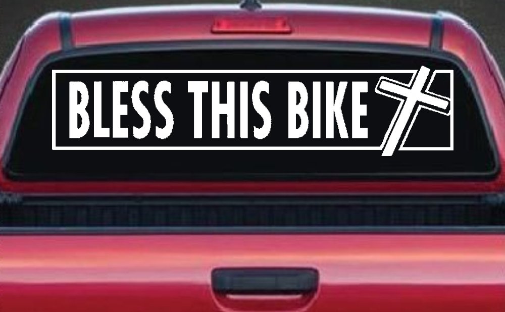 Bless This Bike Christian Biker Car or Truck Window Decal Sticker