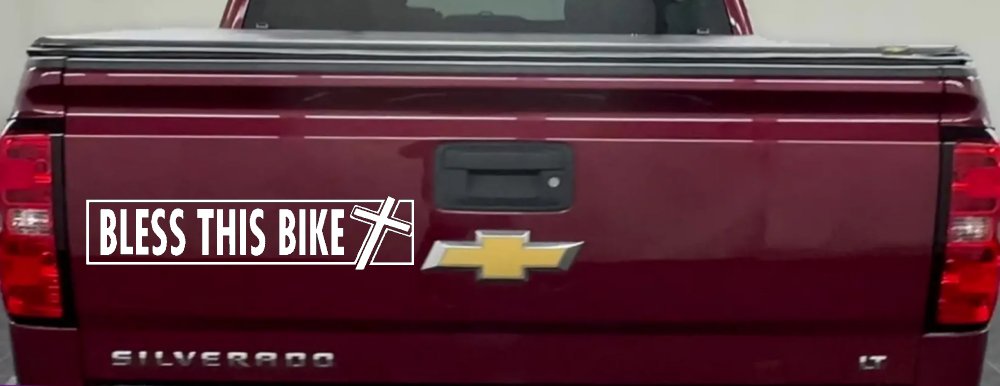 Bless This Bike Christian Biker Car or Truck Window Decal Sticker