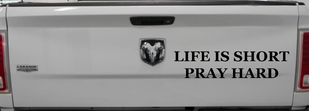 Life is Short Pray Hard Christian Car or Truck Window Decal Sticker (Black)