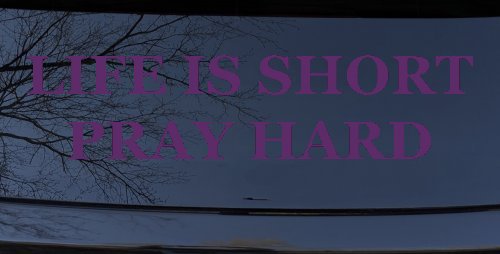Life is Short Pray Hard Christian Car or Truck Window Decal Sticker (Violet)