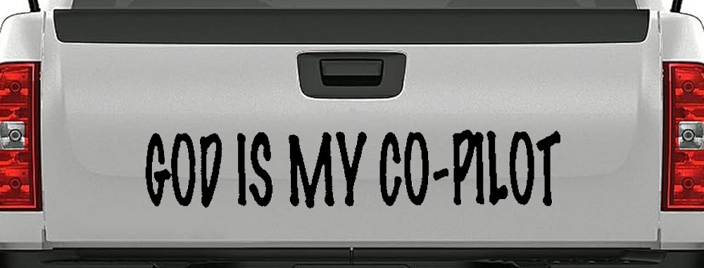God Is My Co Pilot Christian Car or Truck Window Decal Sticker (Black)