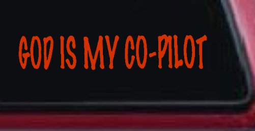 God Is My Co Pilot Christian Car or Truck Window Decal Sticker (Orange Red)