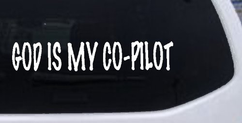 God Is My Co Pilot Christian Car or Truck Window Decal Sticker (White)