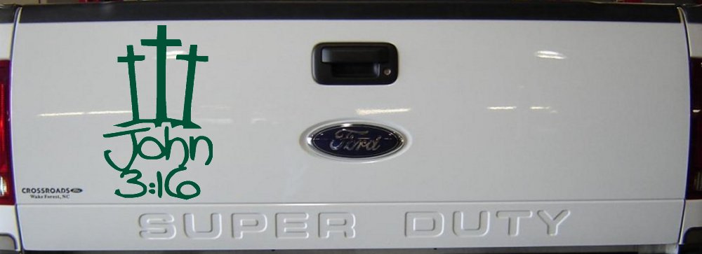 3 Crosses John 3 16 Christian Car Truck Window Decal Sticker Vinyl (Dark Green)