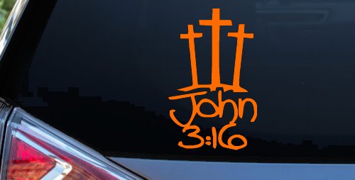 3 Crosses With John 3:16 Christian Car or Truck Window Decal Sticker