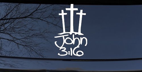 3 Crosses With John 3:16 Christian Car or Truck Window Decal Sticker