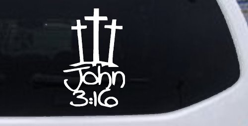 3 Crosses With John 3:16 Christian Car or Truck Window Decal Sticker